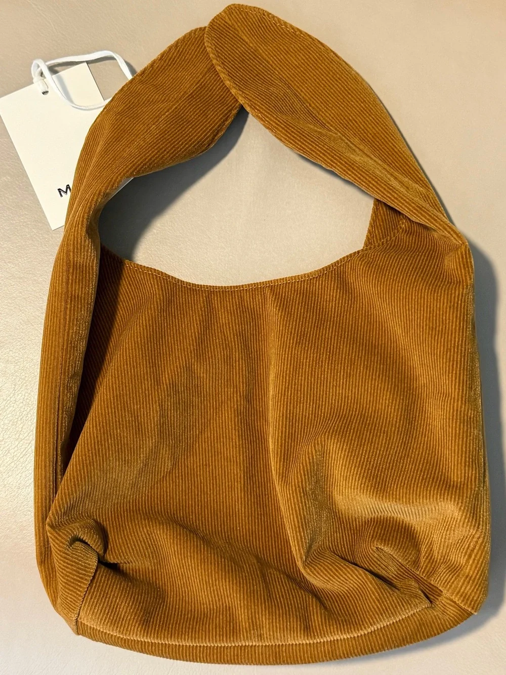 NWT! MERIT Beauty Brown Corduroy Tie-Top Signature Makeup Bag Pouch.